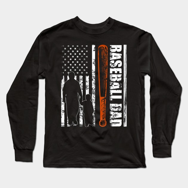 BASEBALL DAD US FLAG Long Sleeve T-Shirt by Vigo